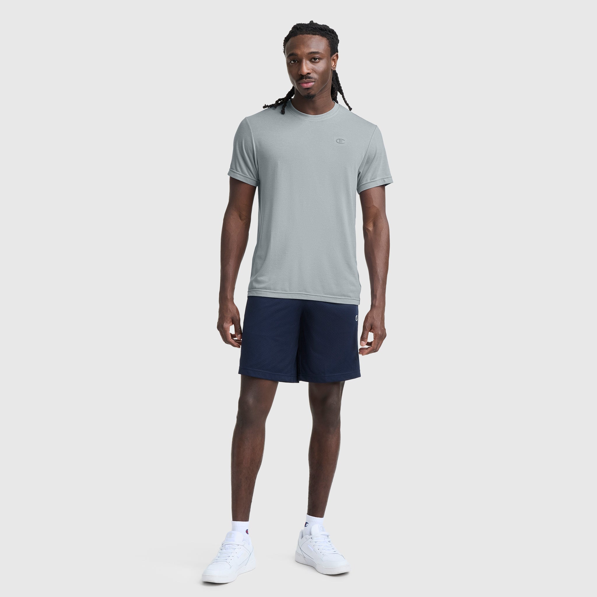 Champion Sport Crewneck T-Shirt, Script Logo - Quarry