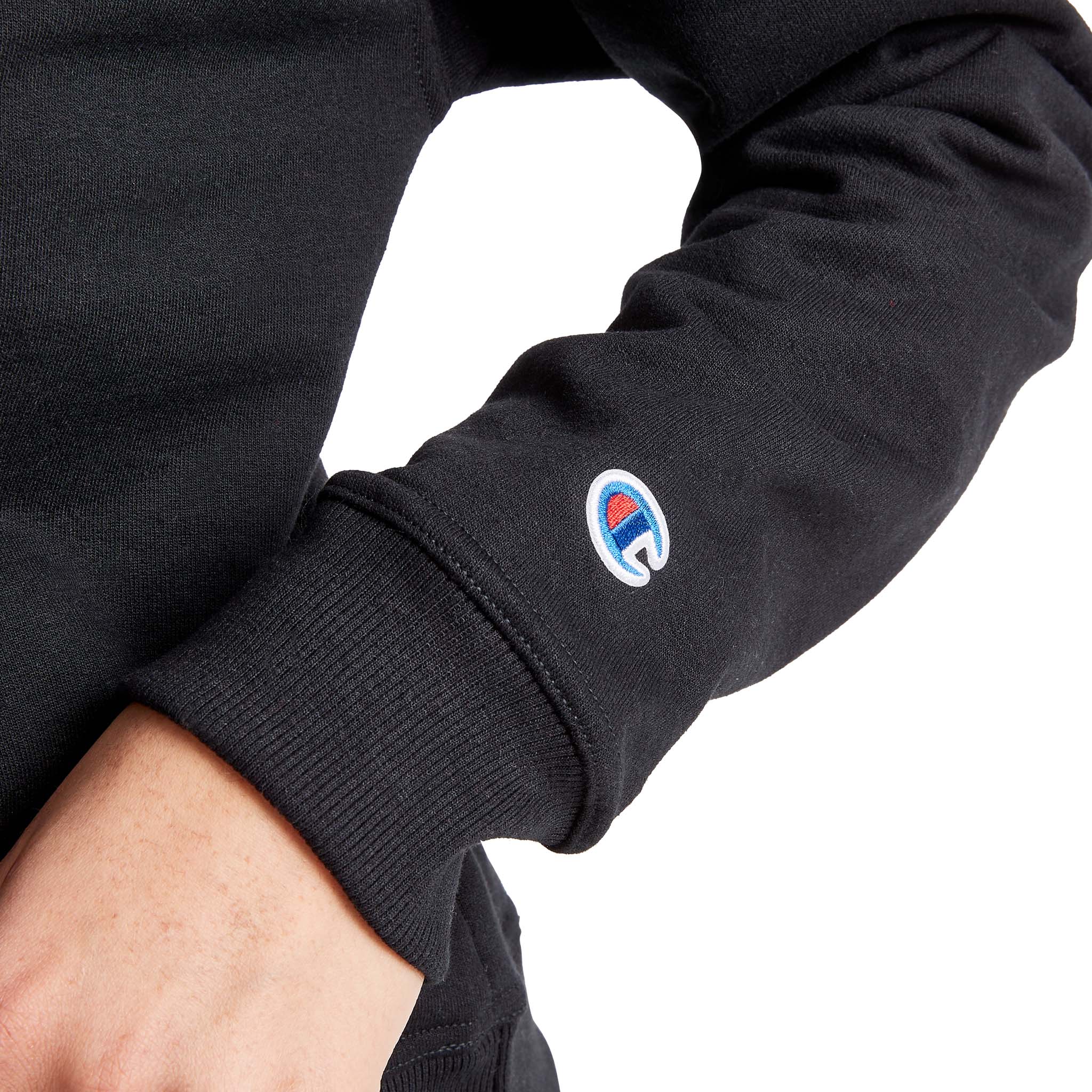 Champion Powerblend Crewneck Sweatshirt, Script Logo - Black