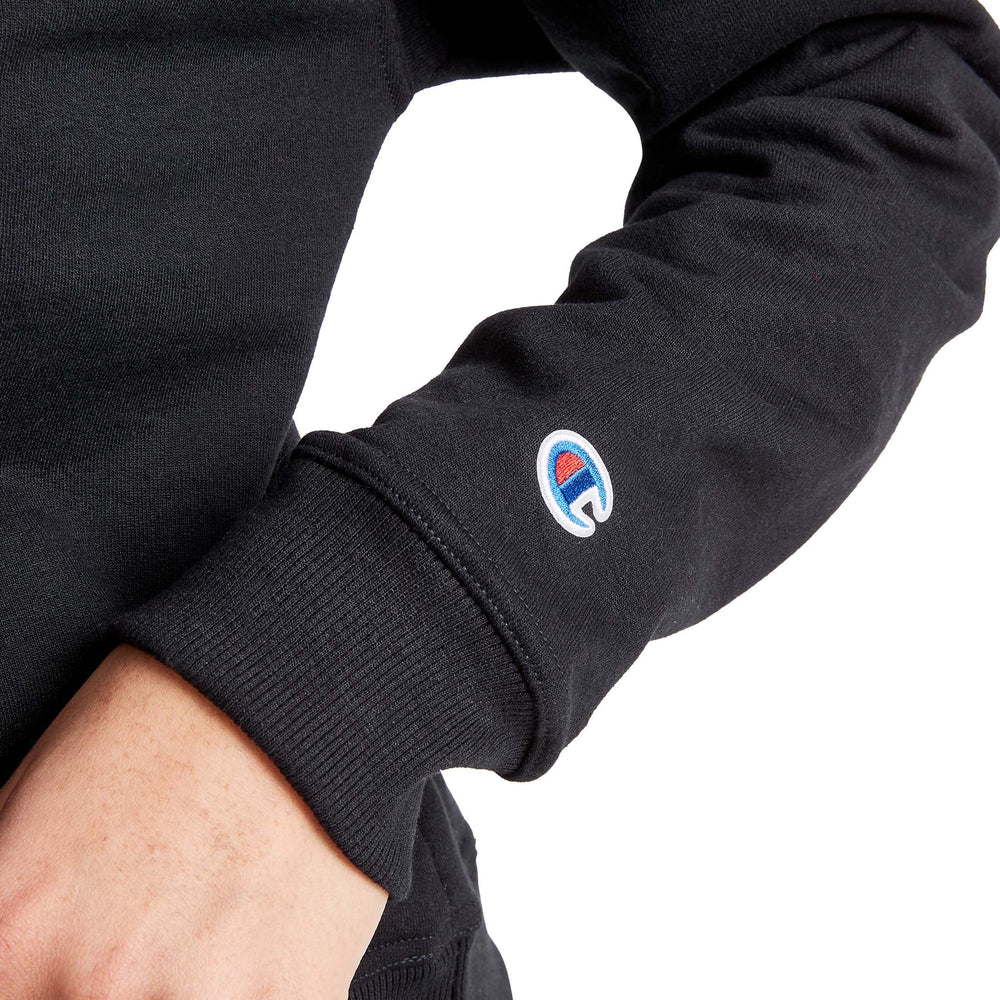 Champion Powerblend Crewneck Sweatshirt, Script Logo - Black