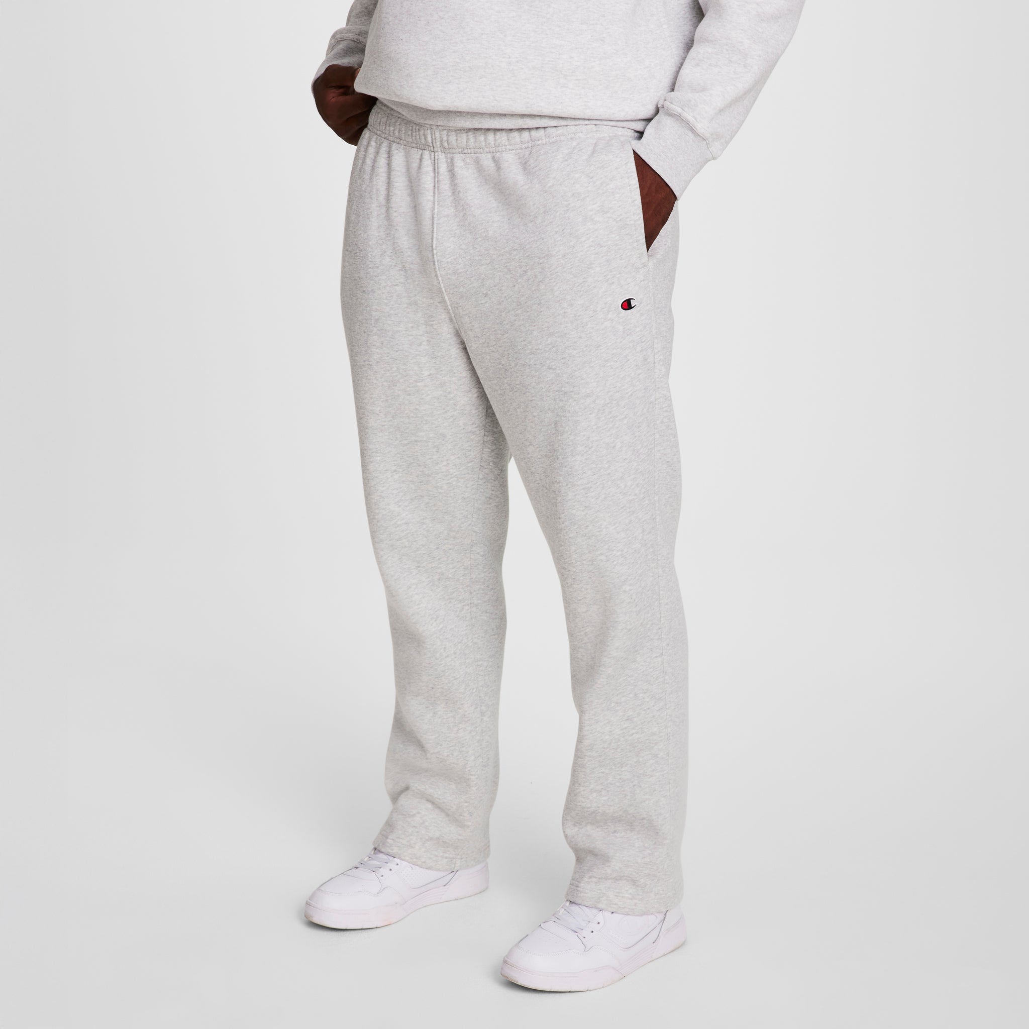 Champion Powerblend Sweatpants, Open Hem - Big & Tall - Platinum Silver Heather