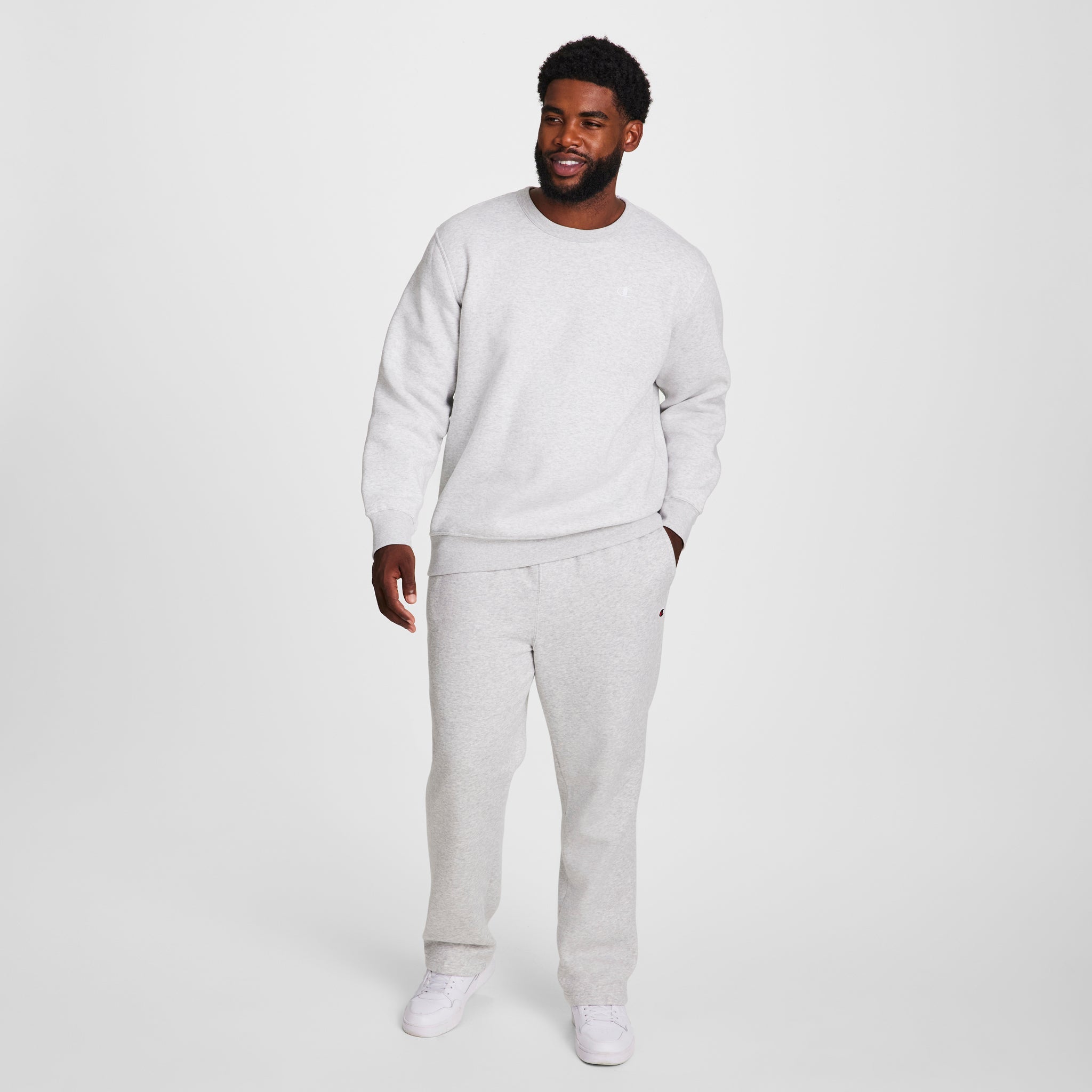 Champion Powerblend Sweatpants, Open Hem - Big & Tall - Platinum Silver Heather