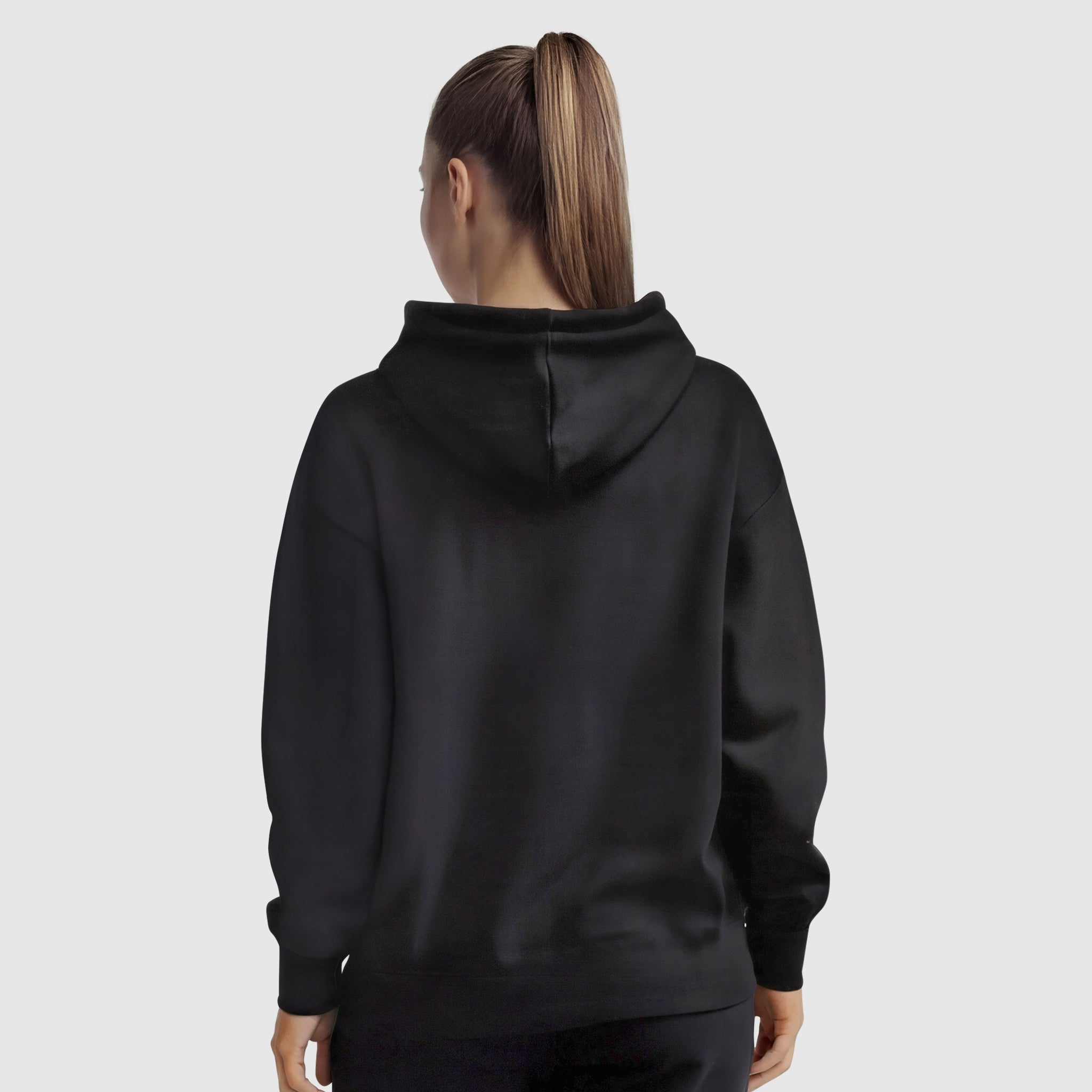 Champion Powerblend Hoodie, Relaxed, Full Embroidered Script Logo - Black
