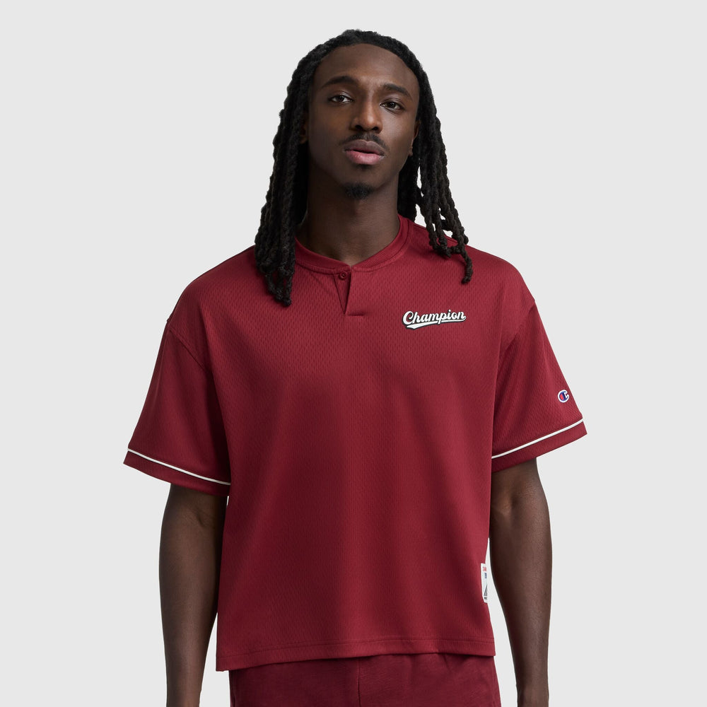 Champion Modern Retro Coaches Henley - Pomegranate