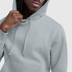 Champion Powerblend Hoodie, Tonal Script Logo - Quarry