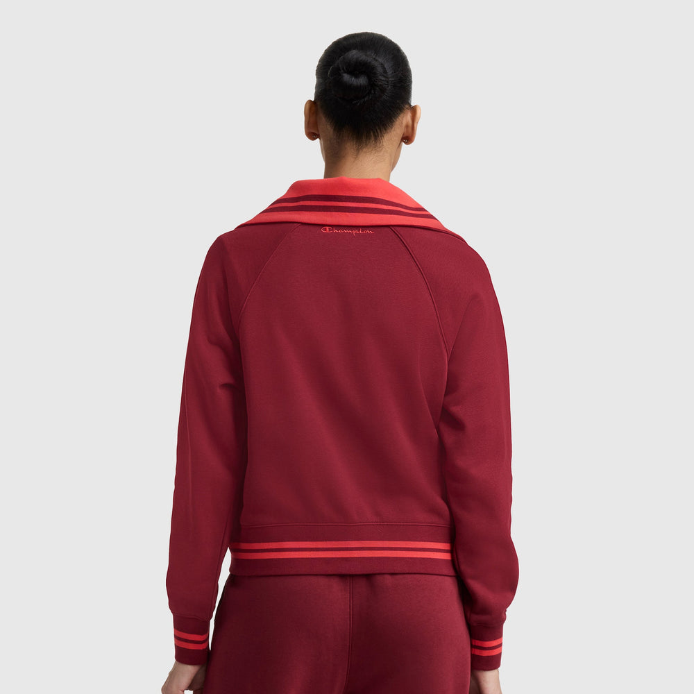 Champion Pitcher Full-Zip Mockneck Top - Pomegranate