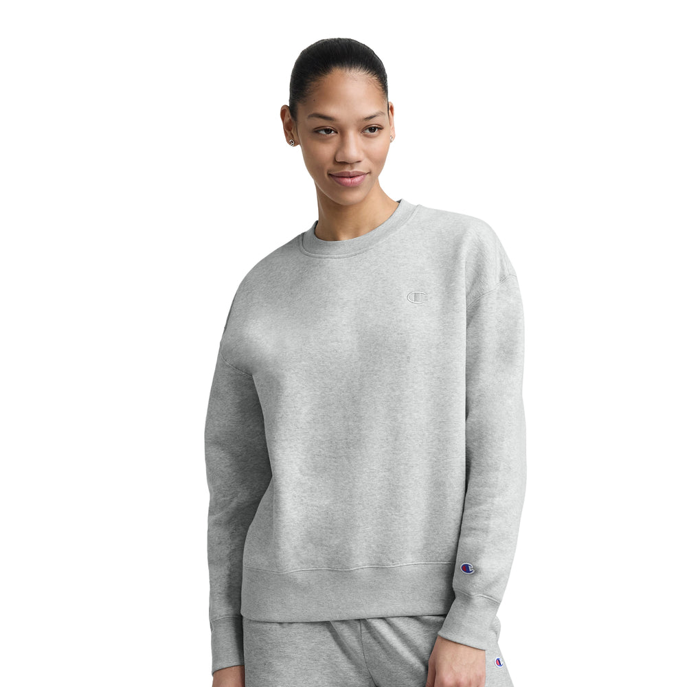 Champion Powerblend Crewneck Sweatshirt, Small "C" - Oxford Grey Heather