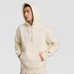Champion Powerblend Hoodie, Tonal Script Logo - Unbleached Cotton