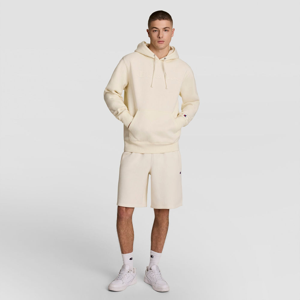 Champion Powerblend Hoodie, Tonal Script Logo - Unbleached Cotton