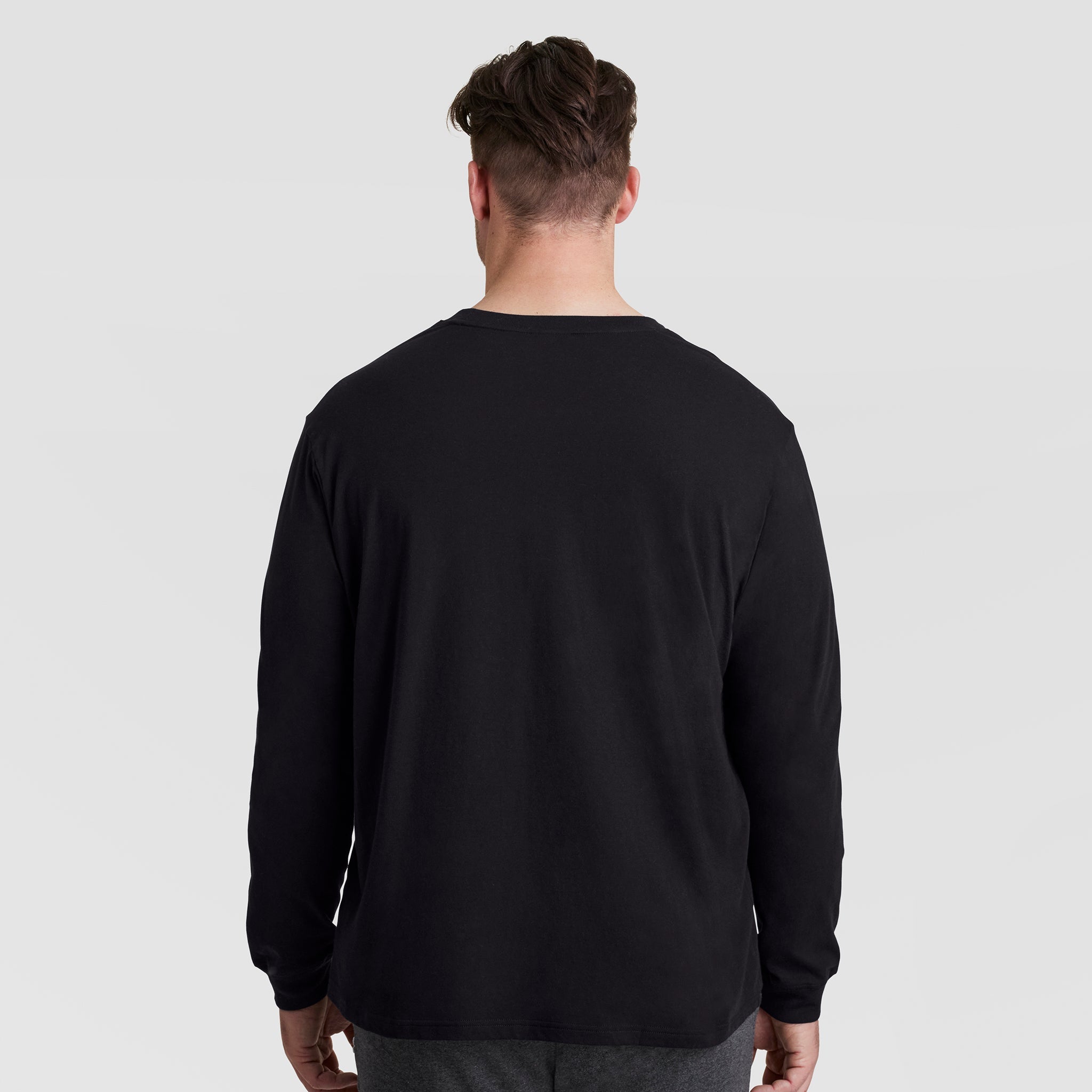 Champion Classic Long-Sleeve T-Shirt, Embroidered C Logo - Big & Tall - Black