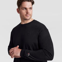 Champion Classic Long-Sleeve T-Shirt, Embroidered C Logo - Big & Tall - Black