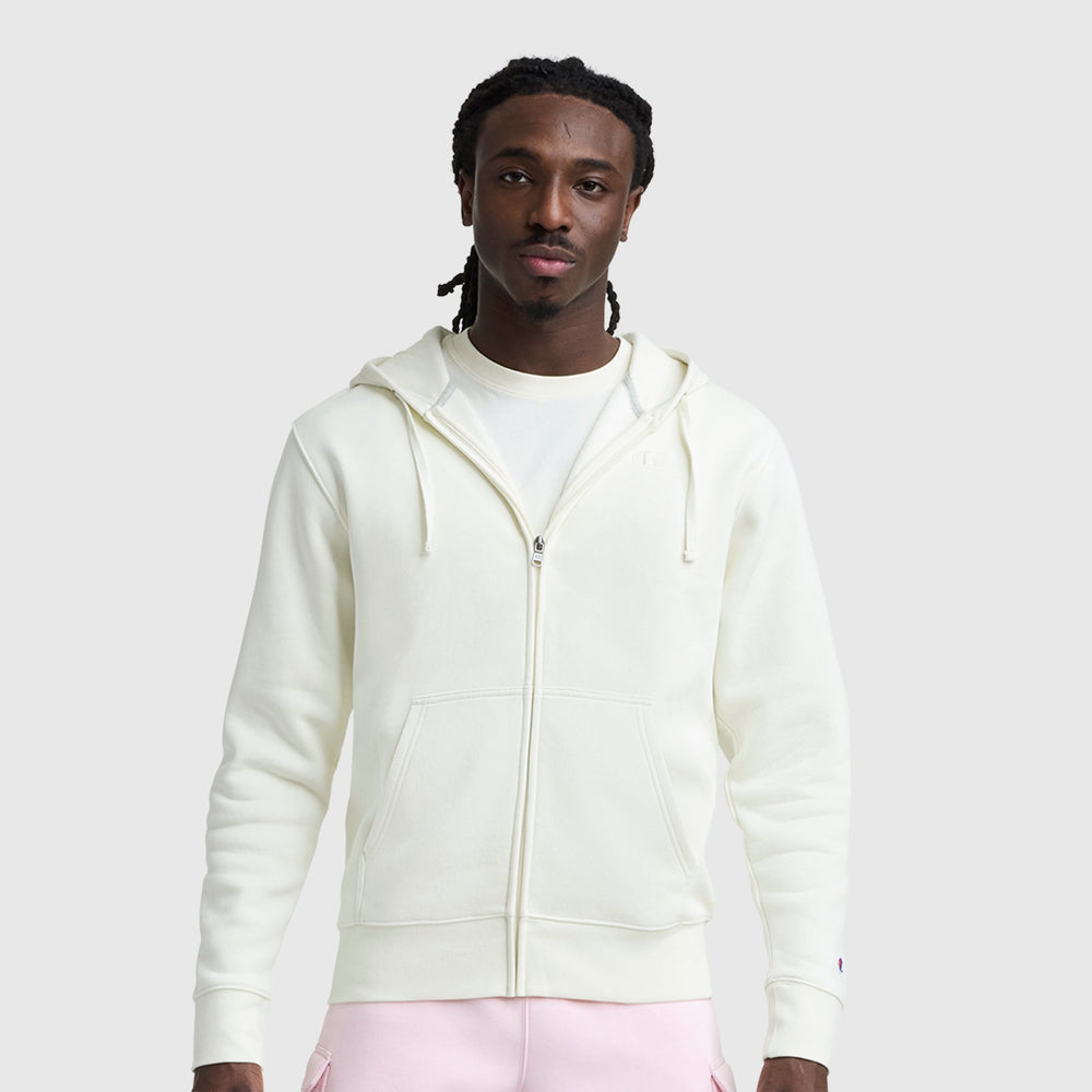 Champion Powerblend Full-Zip Hoodie - Unbleached Cotton