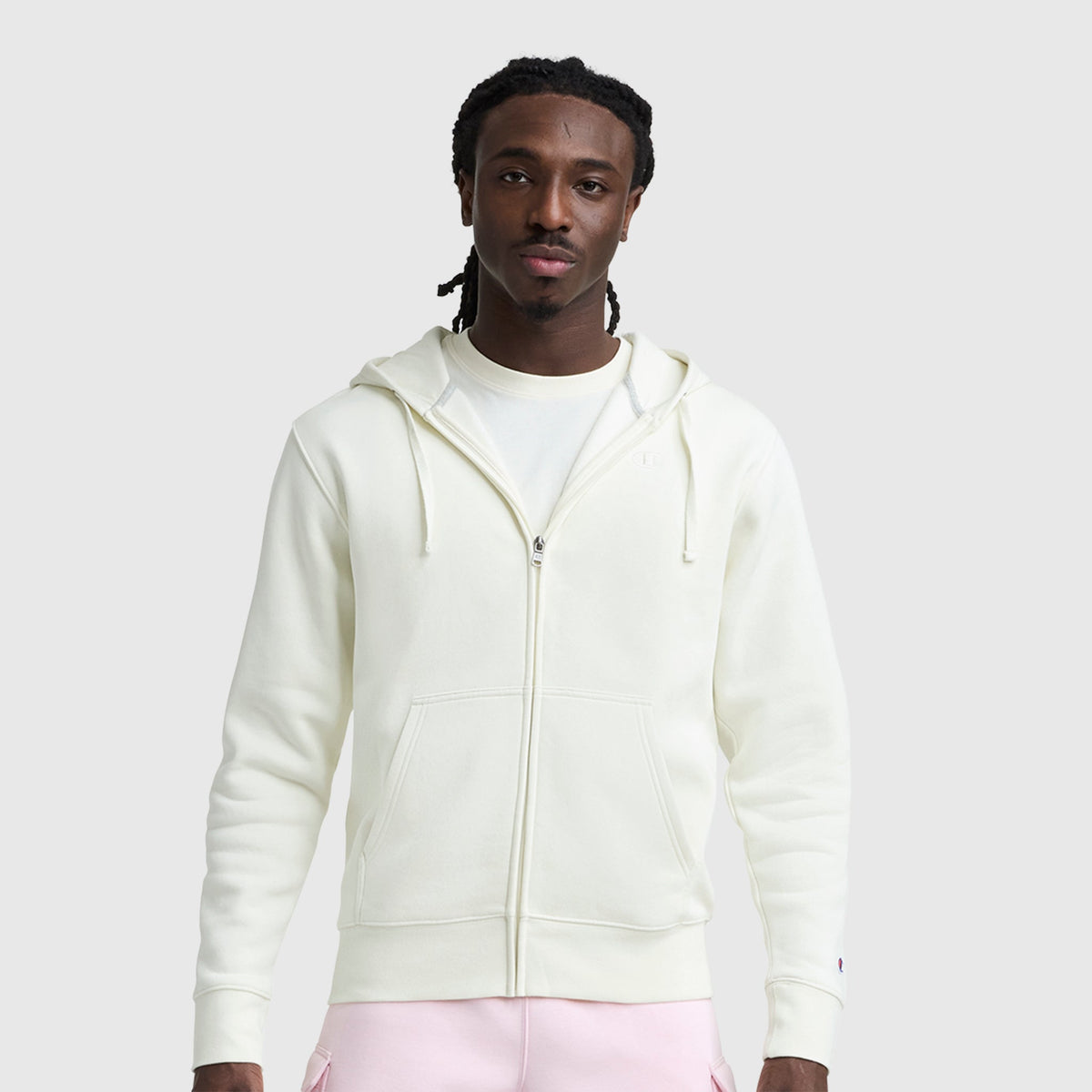 Champion Powerblend Full-Zip Hoodie - Unbleached Cotton