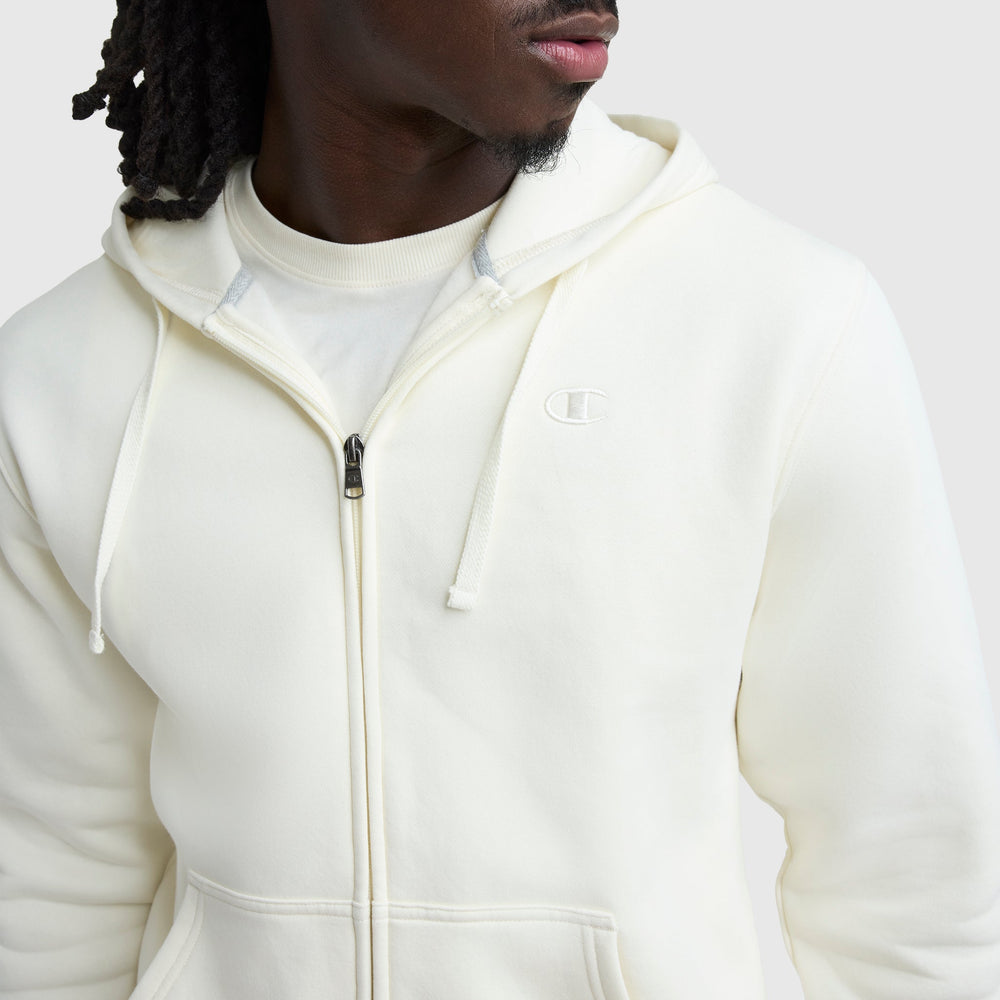 Champion Powerblend Full-Zip Hoodie - Unbleached Cotton