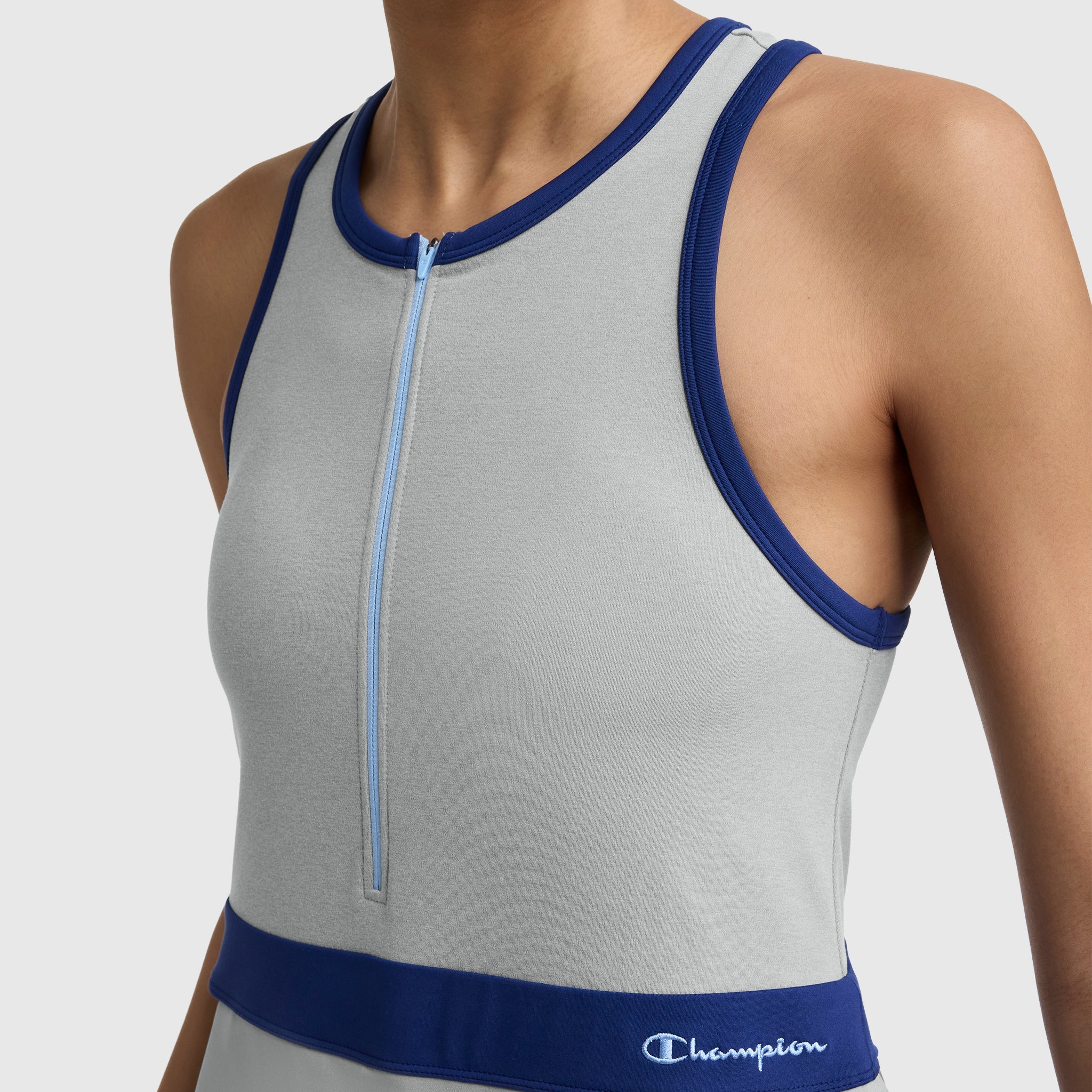 Champion Match Point Tennis Dress, Embroidered Script Logo - Oxford Grey Heather