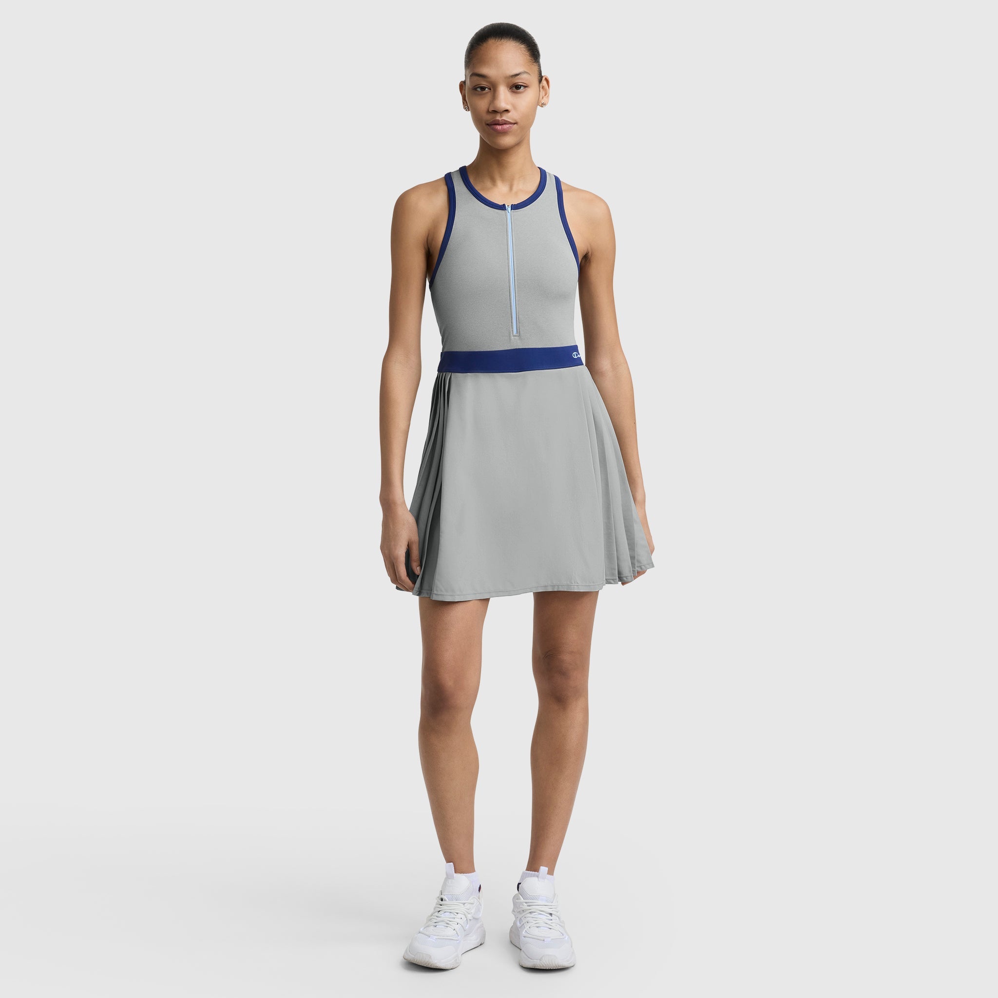 Champion Match Point Tennis Dress, Embroidered Script Logo - Oxford Grey Heather