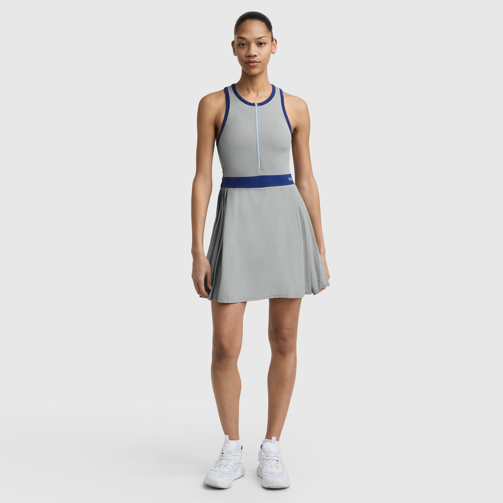 Champion Match Point Tennis Dress, Embroidered Script Logo - Oxford Grey Heather