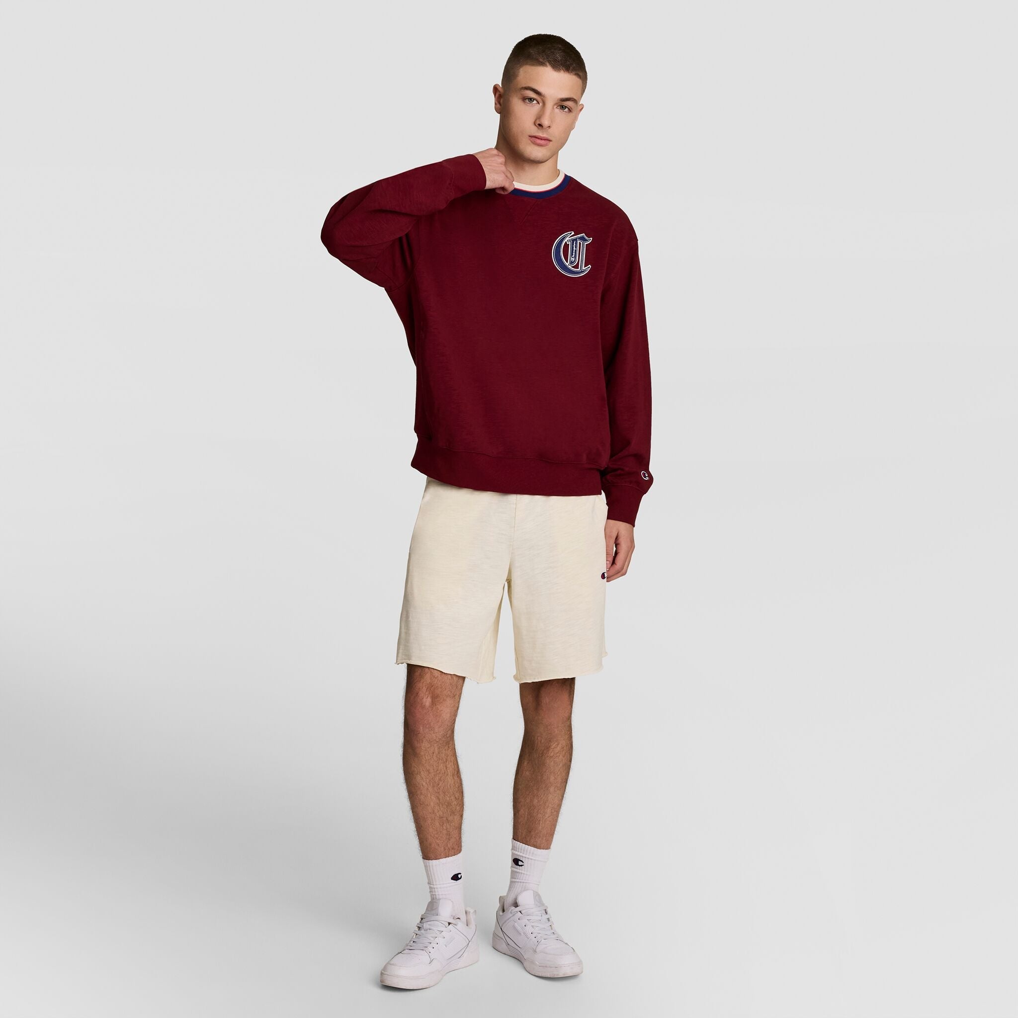 Champion Modern Retro Washed Crew Sweatshirt - Pomegranate