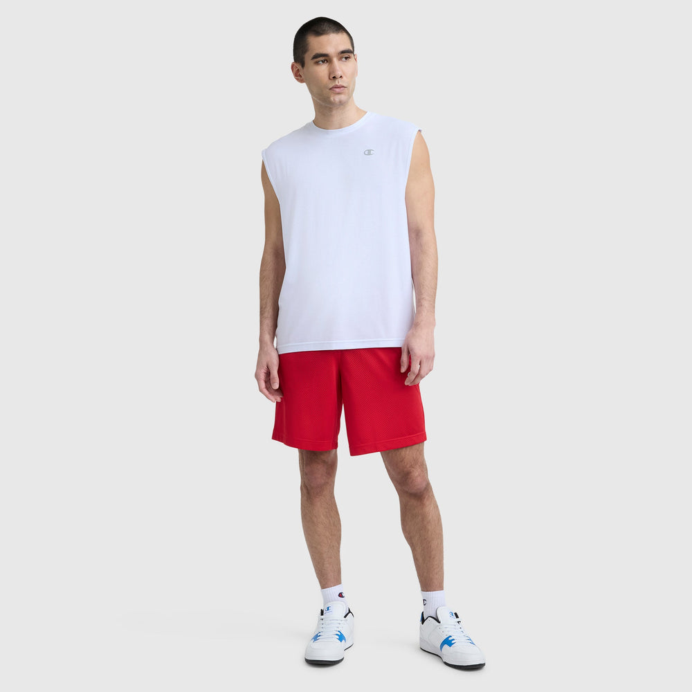 Champion Sport Crewneck Muscle Tee, Script Logo - Bright White