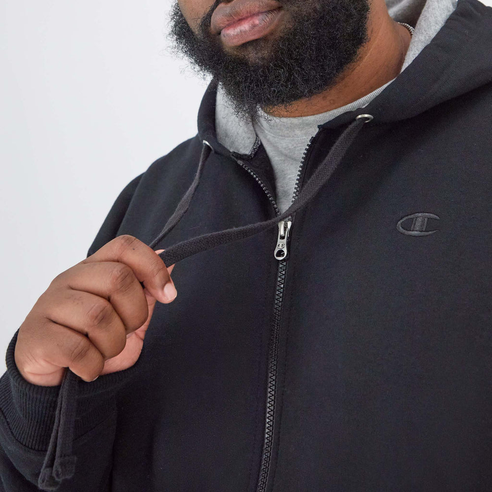Champion Powerblend Full Zip Hoodie - Big & Tall - Black