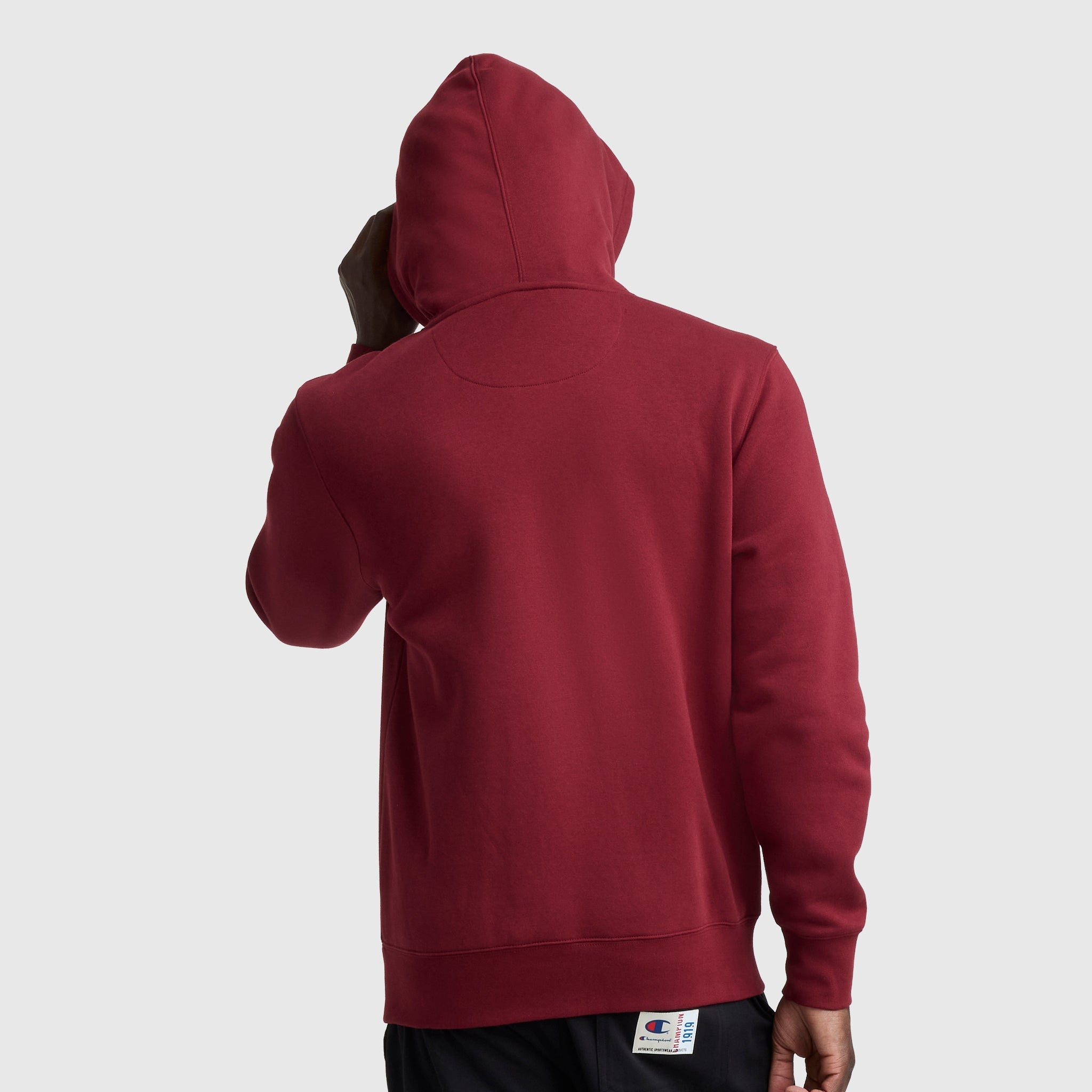 Champion Powerblend Hoodie, Full Script Logo - Pomegranate