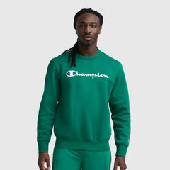 Champion Powerblend Crewneck Sweatshirt, Script Logo - Verdant Green