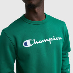 Champion Powerblend Crewneck Sweatshirt, Script Logo - Verdant Green