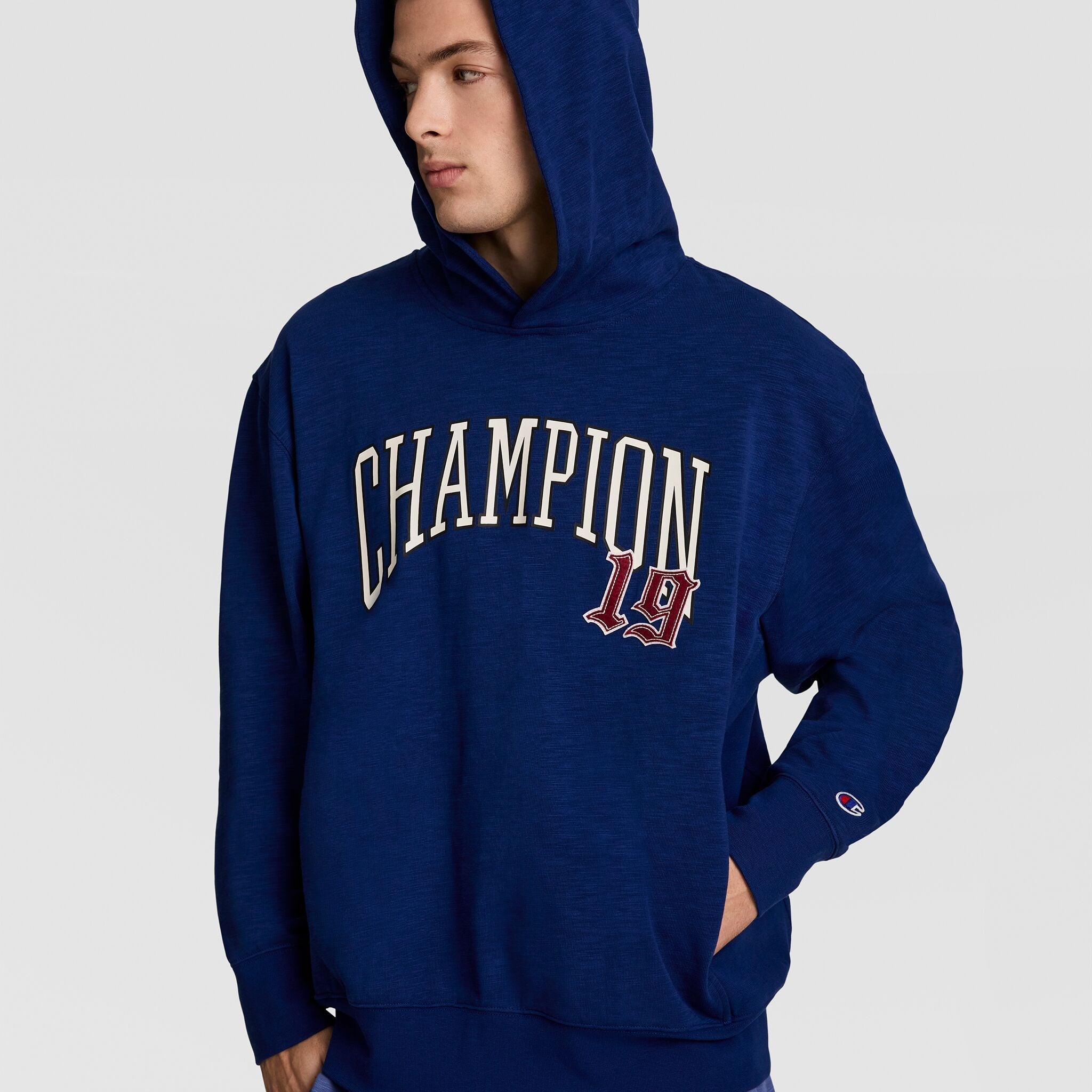 Champion Modern Retro Washed Hoodie - Blue Depth