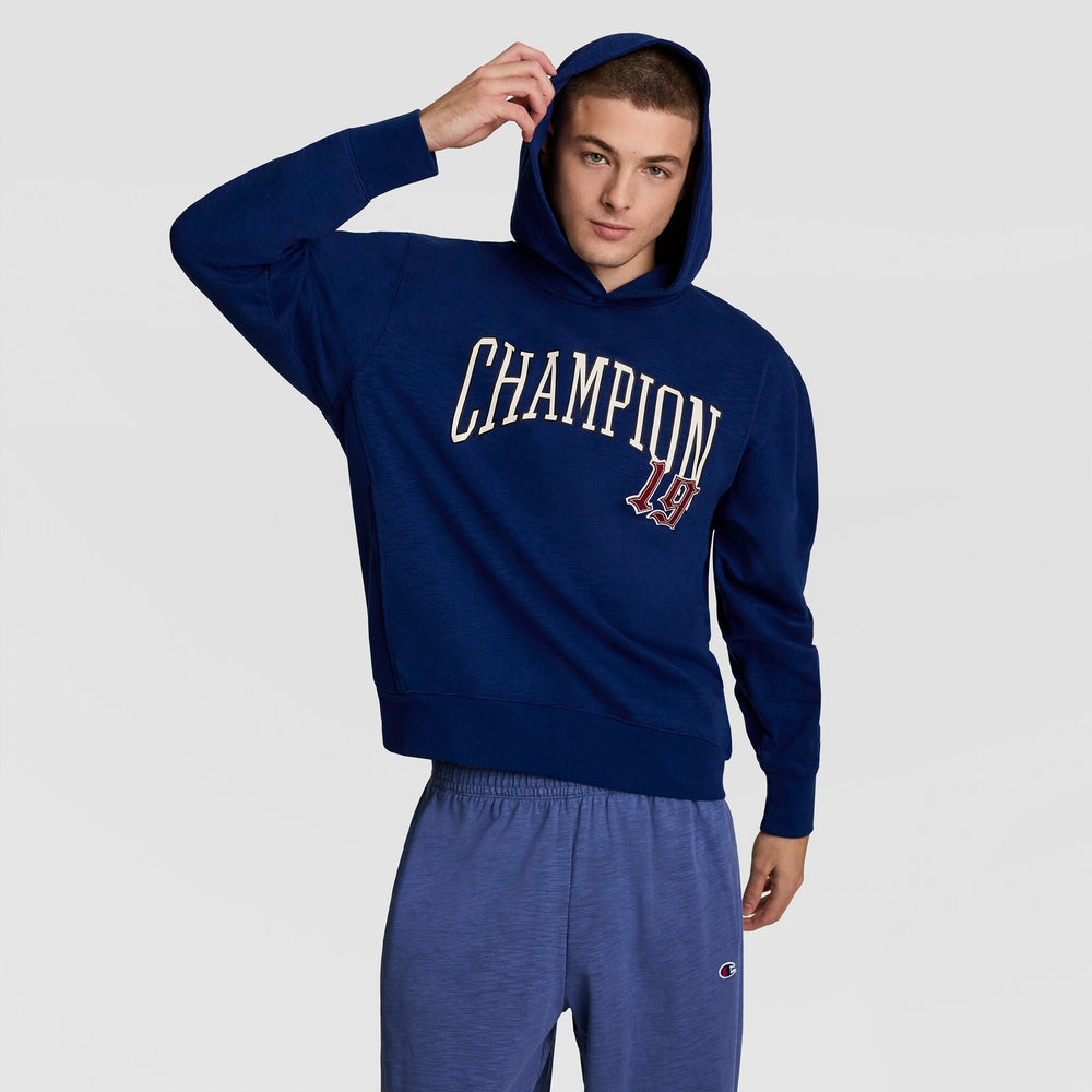 Champion Modern Retro Washed Hoodie - Blue Depth