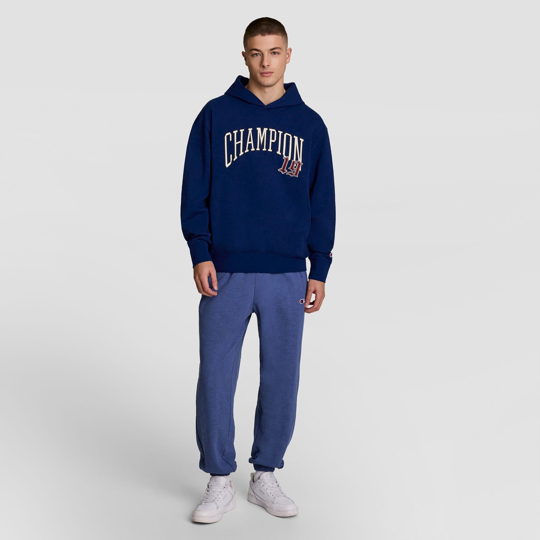 Champion Modern Retro Washed Hoodie - Blue Depth