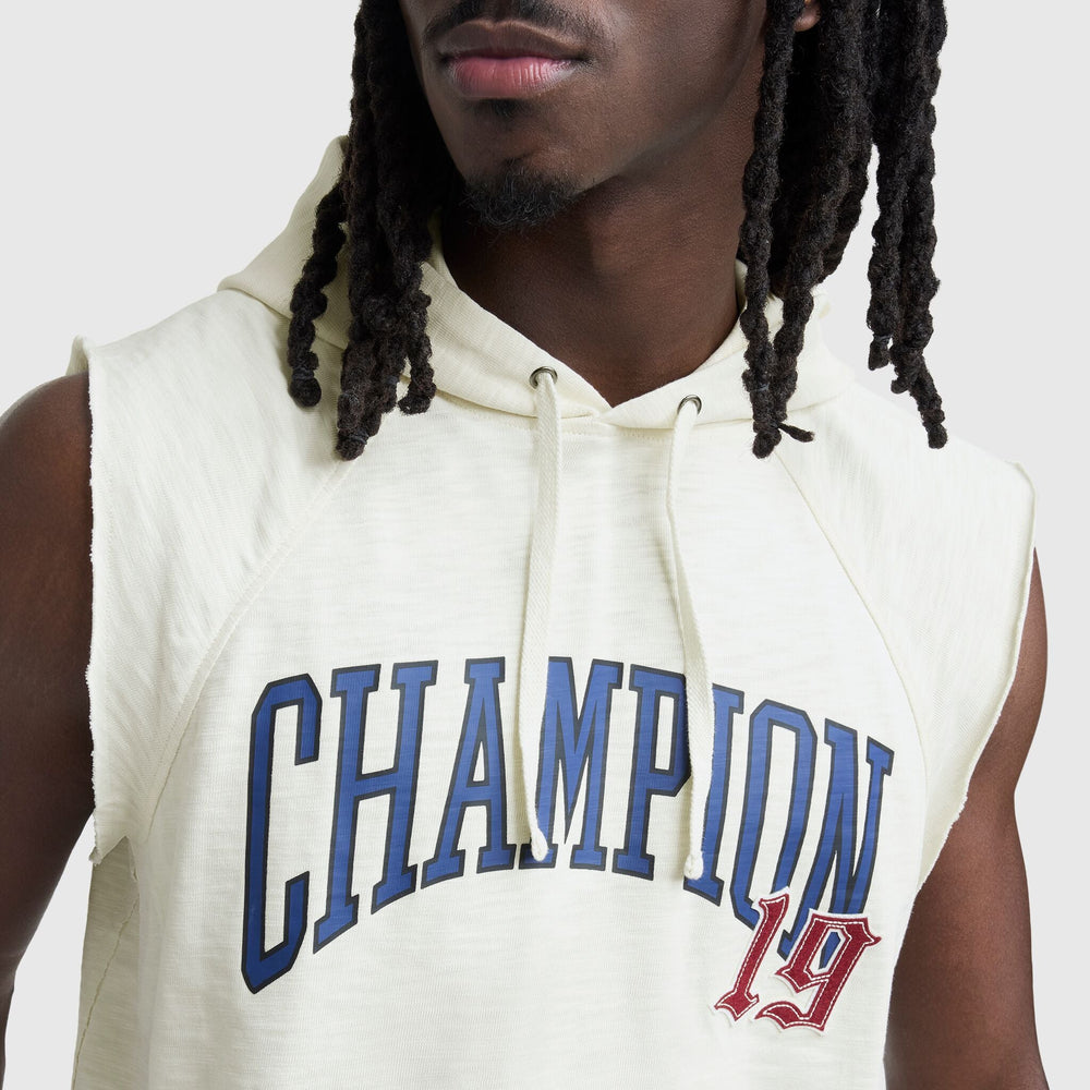 Champion Modern Retro Washed Sleeveless Hoodie - Unbleached Cotton