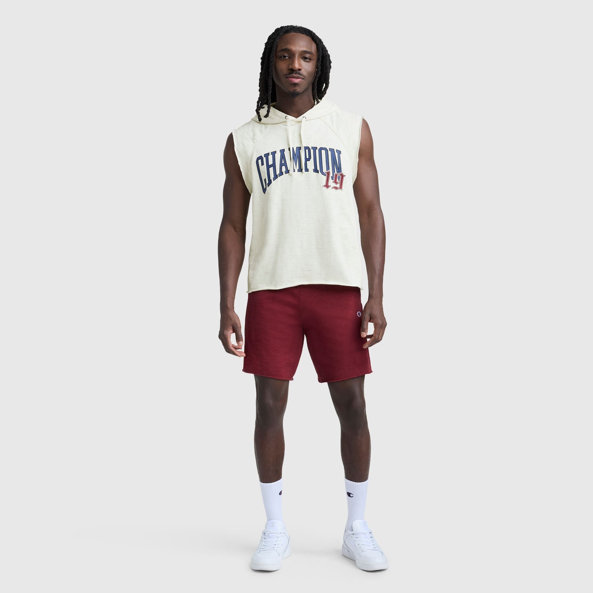 Champion Modern Retro Washed Sleeveless Hoodie - Unbleached Cotton