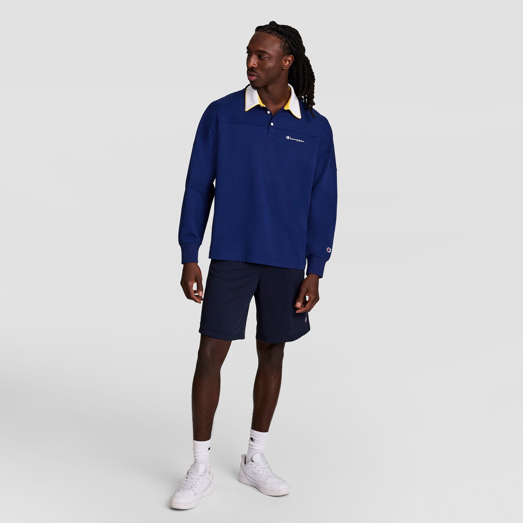 Champion Gridiron Long Sleeve Rugby, Script Logo - Blue Depth