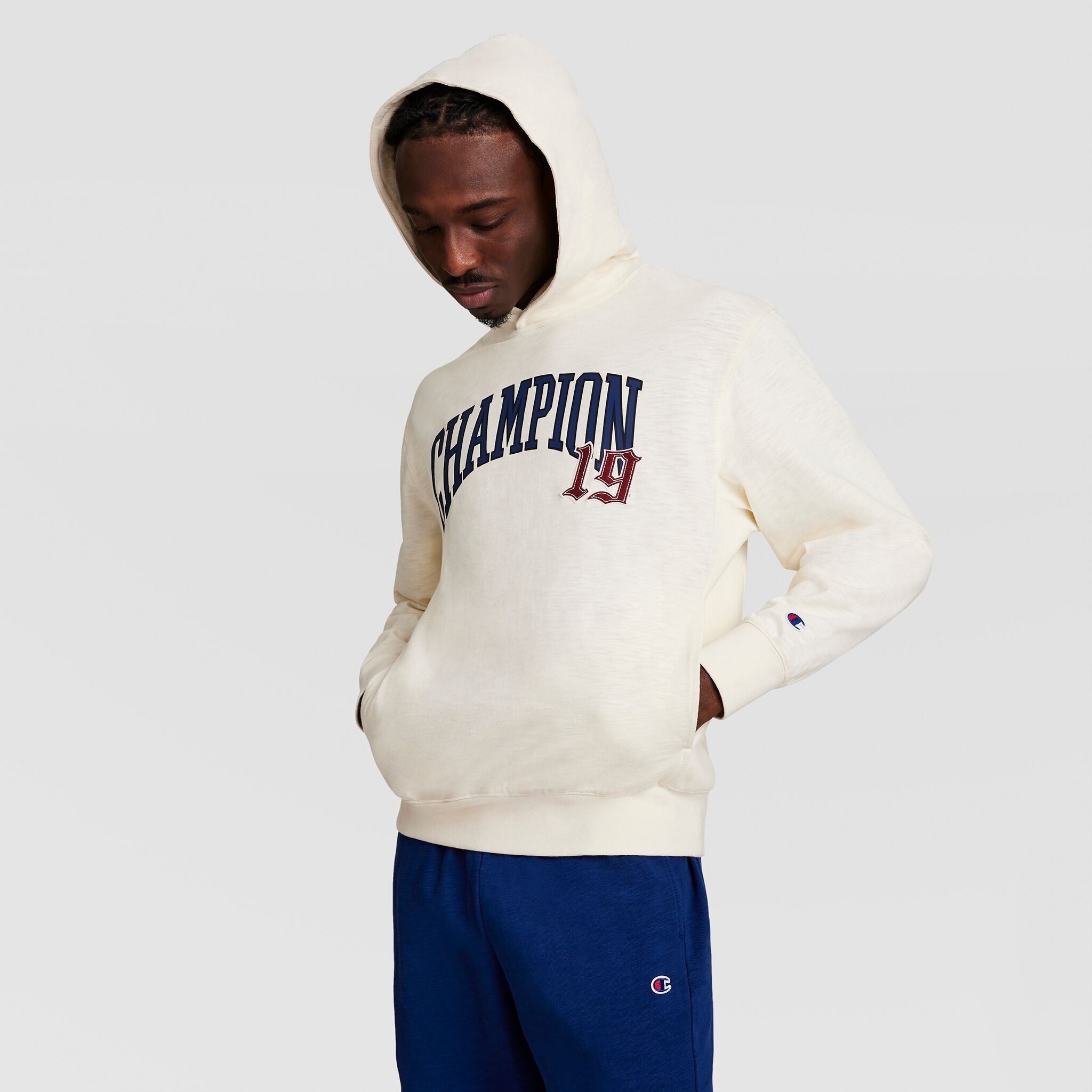 Champion Modern Retro Washed Hoodie - Unbleached Cotton