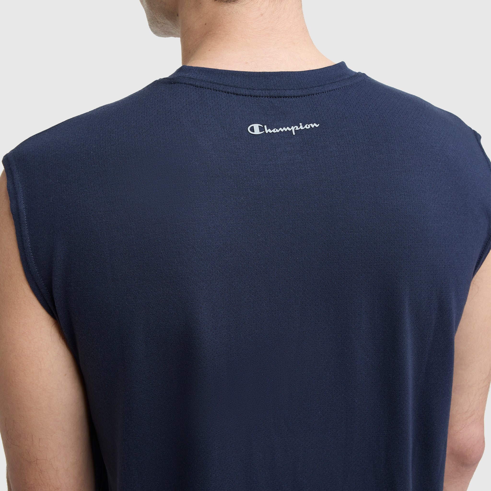 Champion Sport Crewneck Muscle Tee, Script Logo - Deep Navy