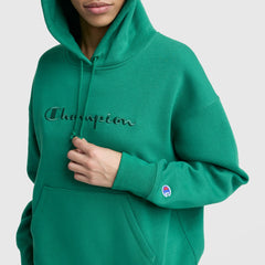 Champion Powerblend Freshman Hoodie, Embroidered Script Logo - Verdant Green
