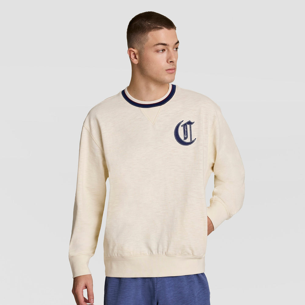 Champion Modern Retro Washed Crew Sweatshirt - Unbleached Cotton