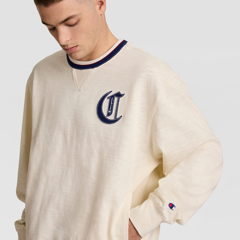 Champion Modern Retro Washed Crew Sweatshirt - Unbleached Cotton