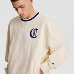 Champion Modern Retro Washed Crew Sweatshirt - Unbleached Cotton