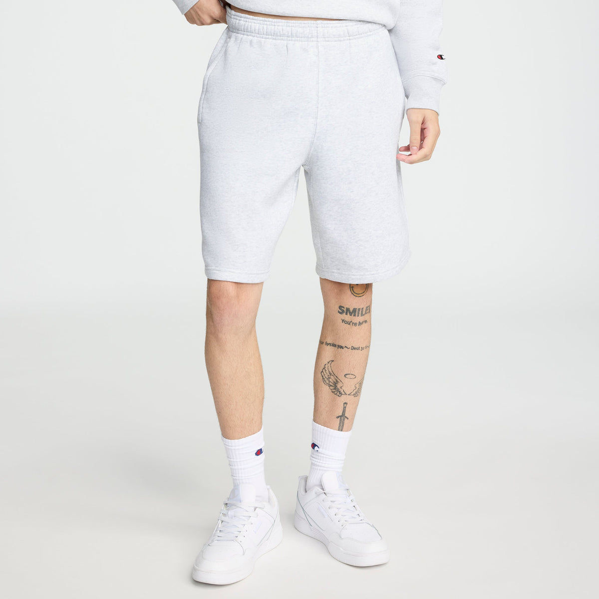 Champion 10" Powerblend Fleece Short - Platinum Silver Heather