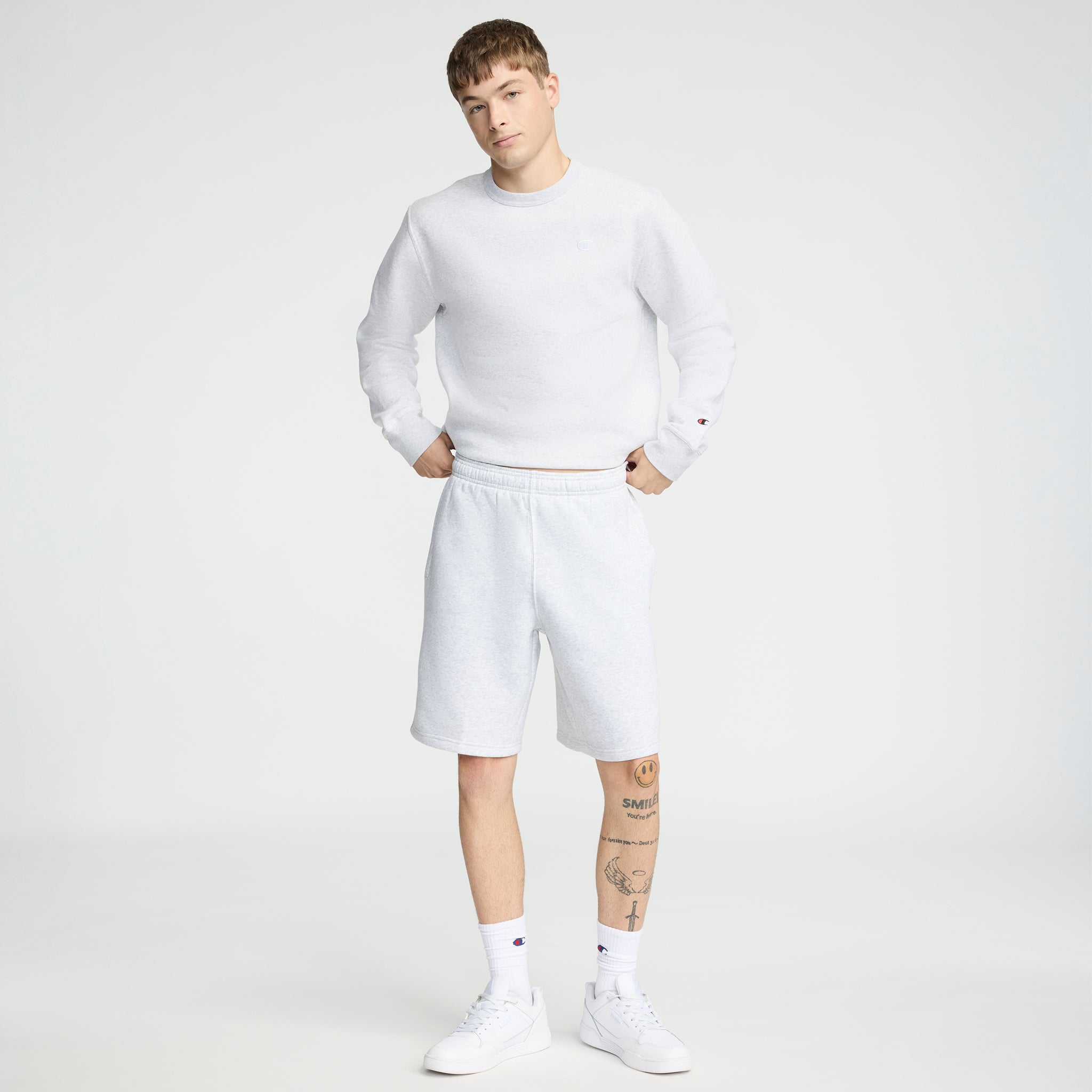 Champion 10" Powerblend Fleece Short - Platinum Silver Heather