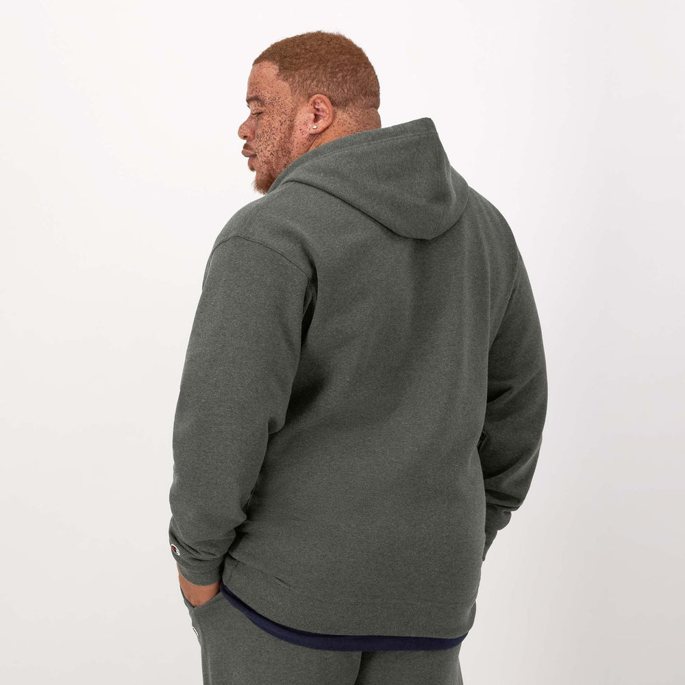 Champion Powerblend Full Zip Hoodie - Big & Tall - Granite Heather