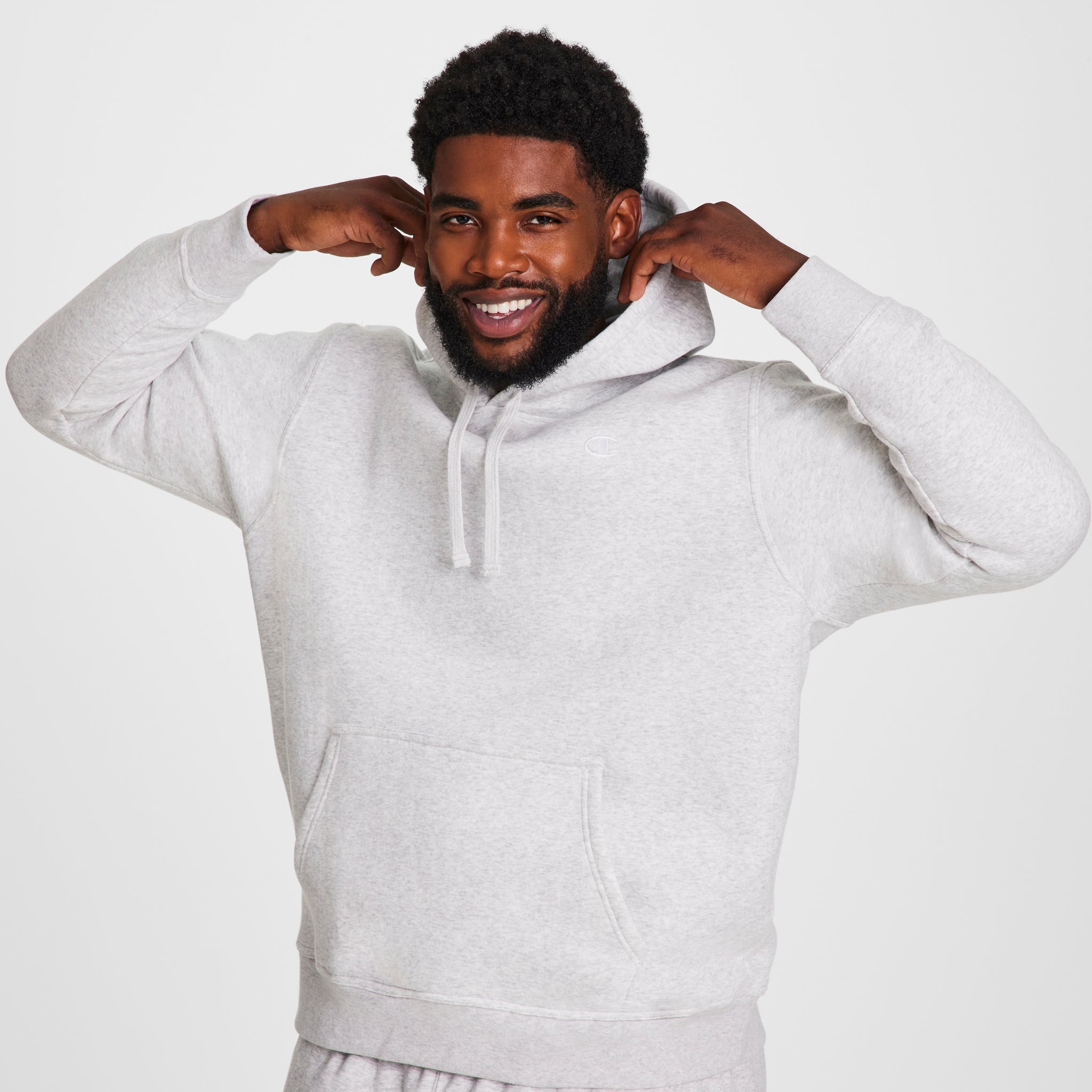 Champion Powerblend Hoodie - Big & Tall - Platinum Silver Heather