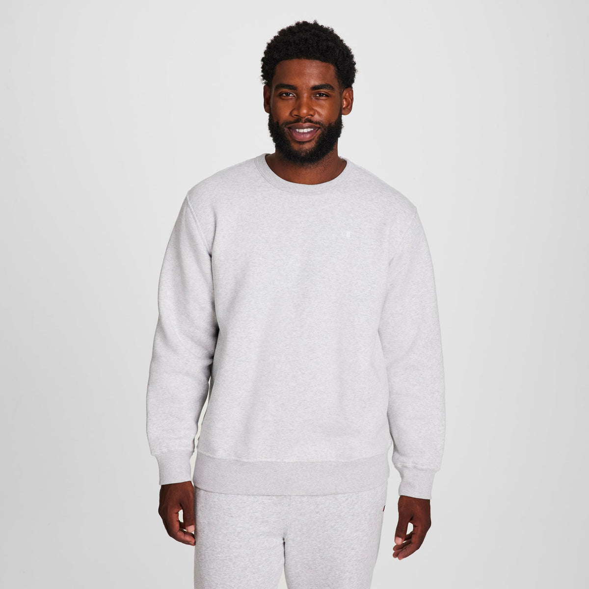 Champion Powerblend Crewneck Sweatshirt - Big & Tall - Platinum Silver Heather
