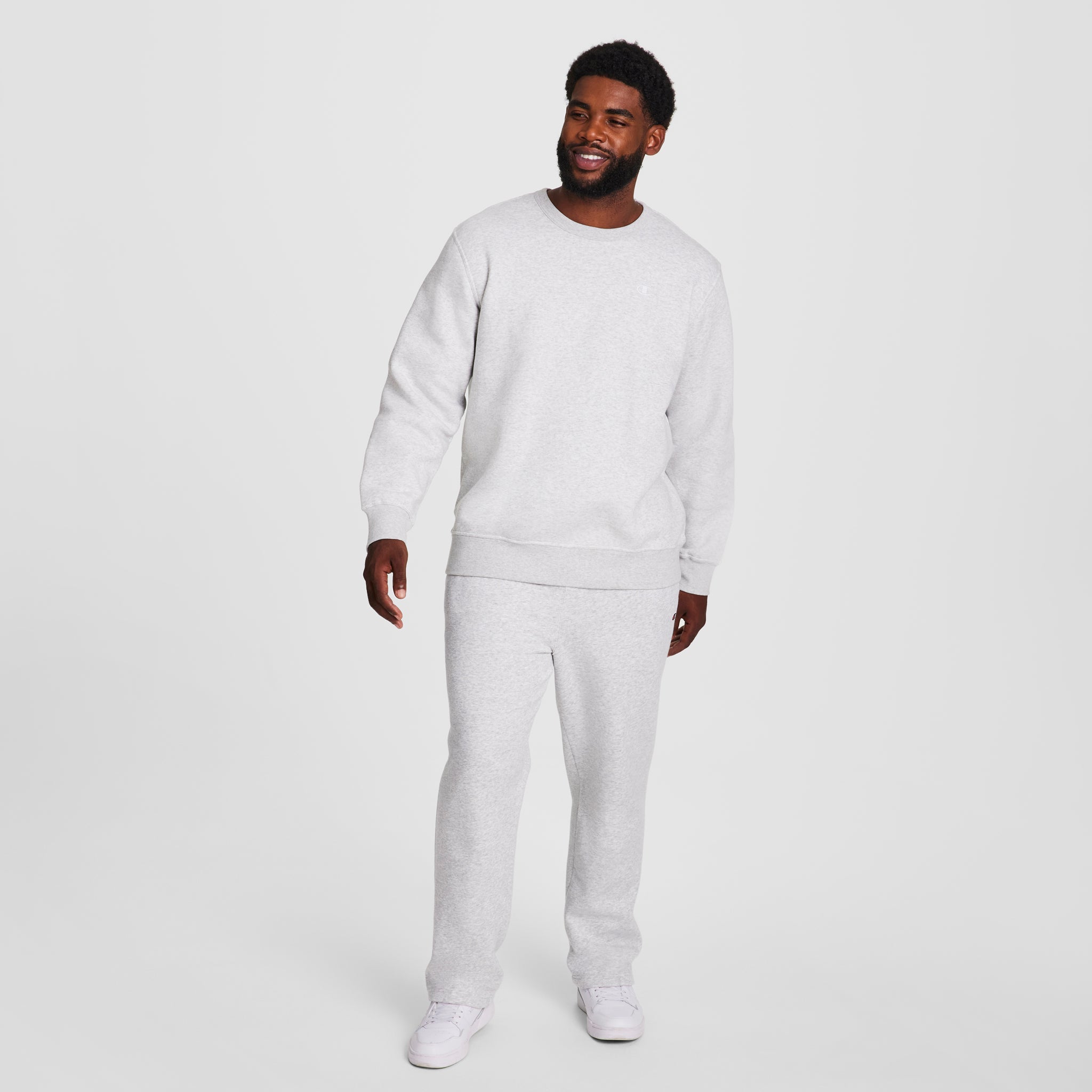 Champion Powerblend Crewneck Sweatshirt - Big & Tall - Platinum Silver Heather