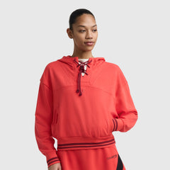 Champion Tackle Lace Front Hoodie, Tonal Embroidered C Logo - Poppy Red
