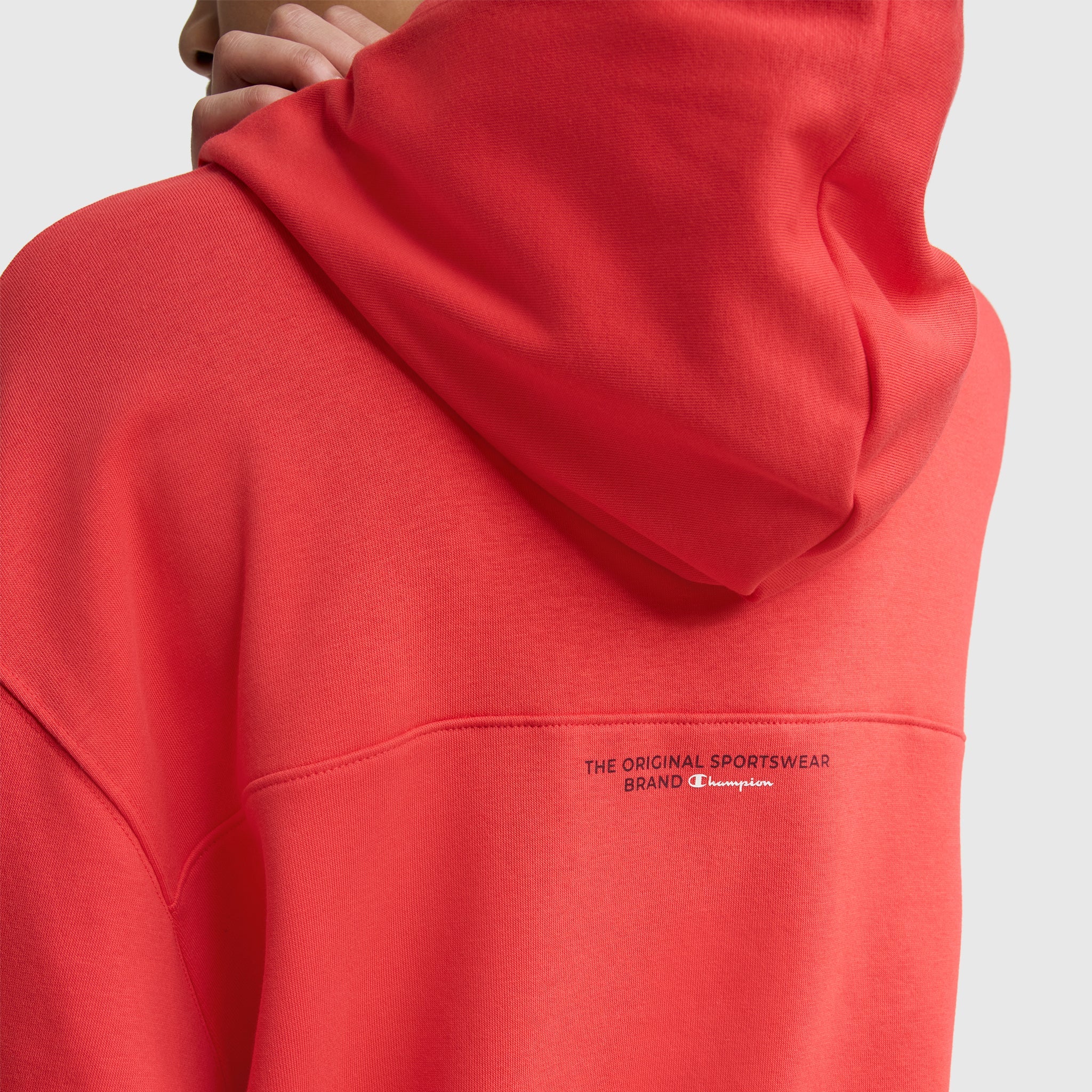 Champion Tackle Lace Front Hoodie, Tonal Embroidered C Logo - Poppy Red