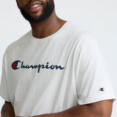 Champion Classic Graphic T-Shirt, Script Logo - Big & Tall - Platinum Silver Heather