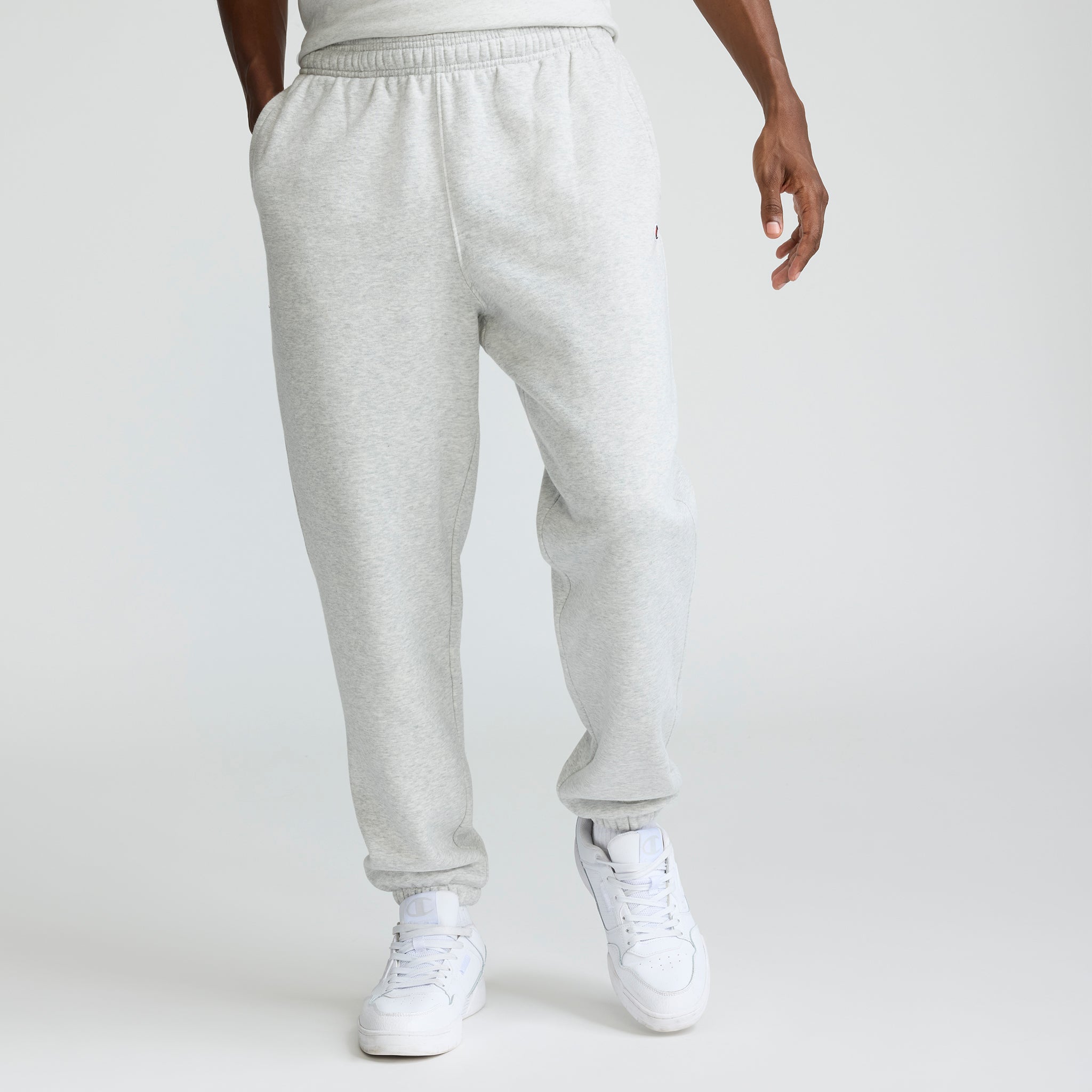 Champion Powerblend Sweatpants, Cinched Bottom - Big & Tall - Platinum Silver Heather
