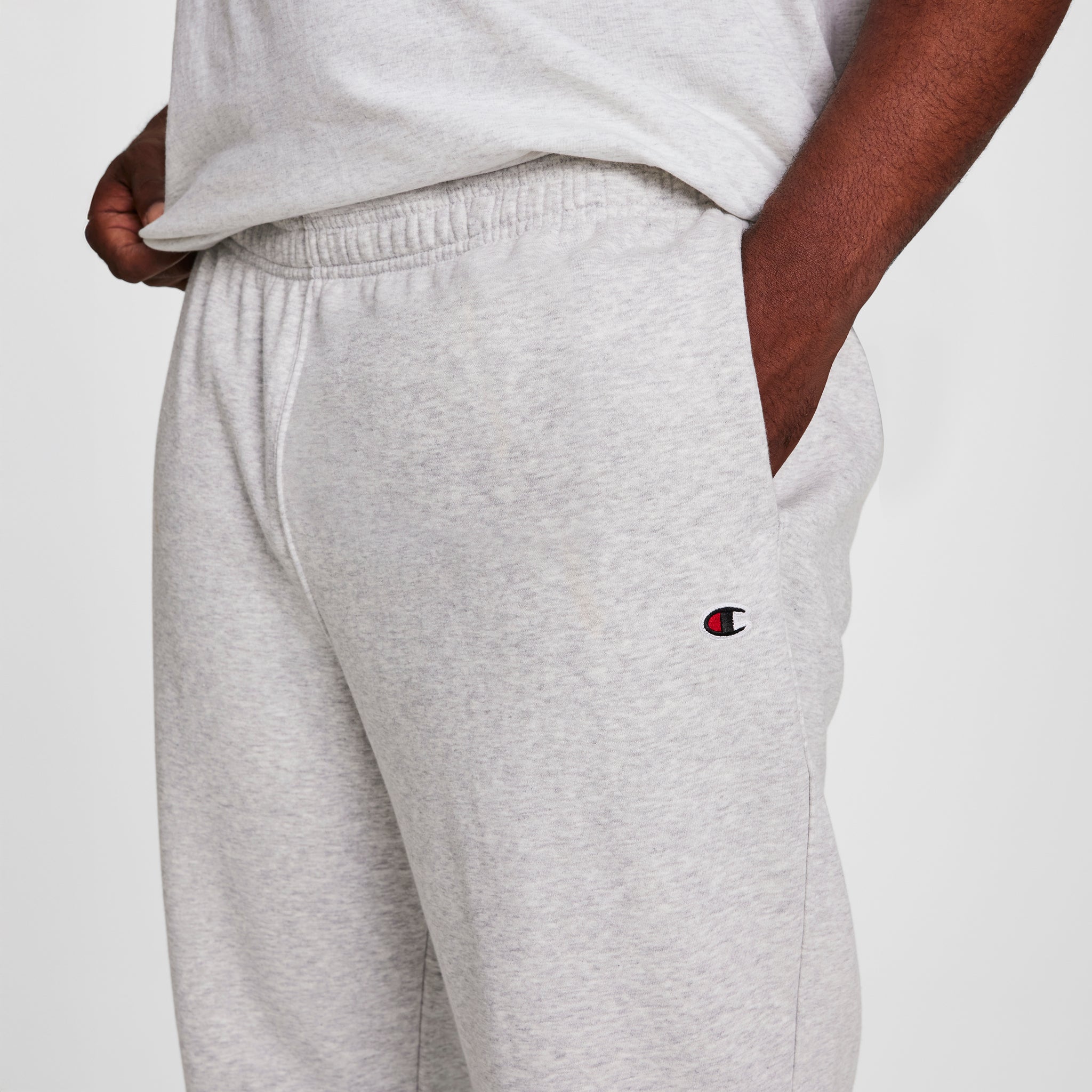 Champion Powerblend Sweatpants, Cinched Bottom - Big & Tall - Platinum Silver Heather