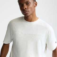 Champion Classic Graphic T-Shirt, Tonal Script Logo - Platinum Silver Heather
